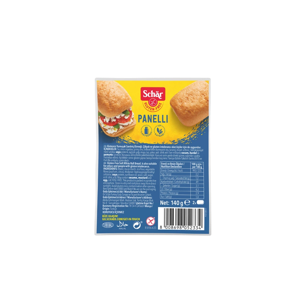 Panelli Glutensiz Sandviç Ekmek 140gr