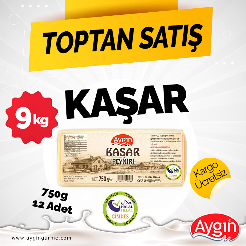Kaşar (Yarım Yağlı) Peynir ***Kampanyası - 750g 12 Adet