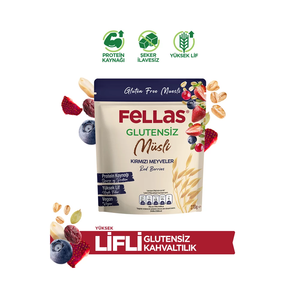 Glutensiz Müsli - Kırmızı Meyveli (270 g)