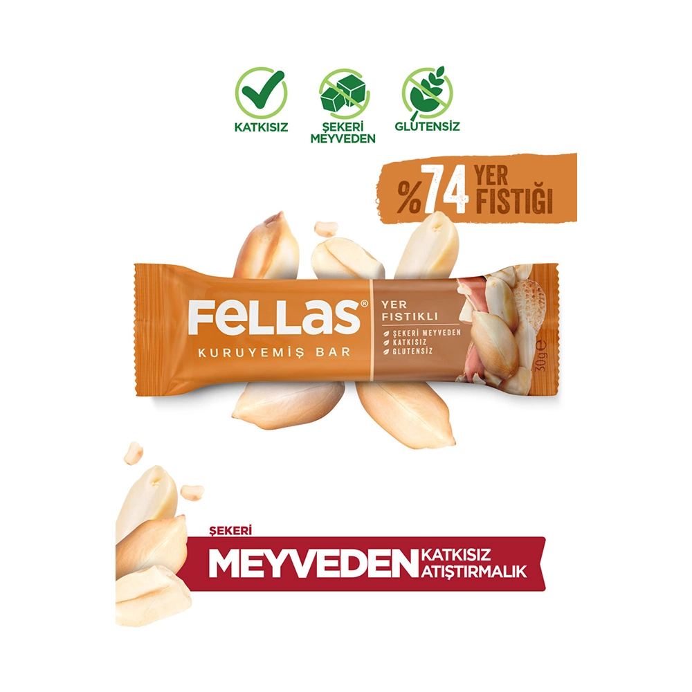 Yer Fıstıklı Kuruyemiş Bar (30 g) x 12 Adet