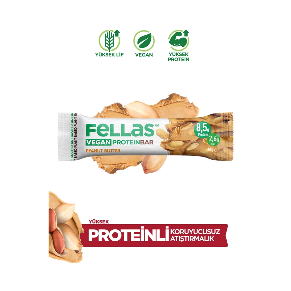 Vegan Protein Bar - Yer Fıstığı Ezmeli (40 g) x 12 Adet
