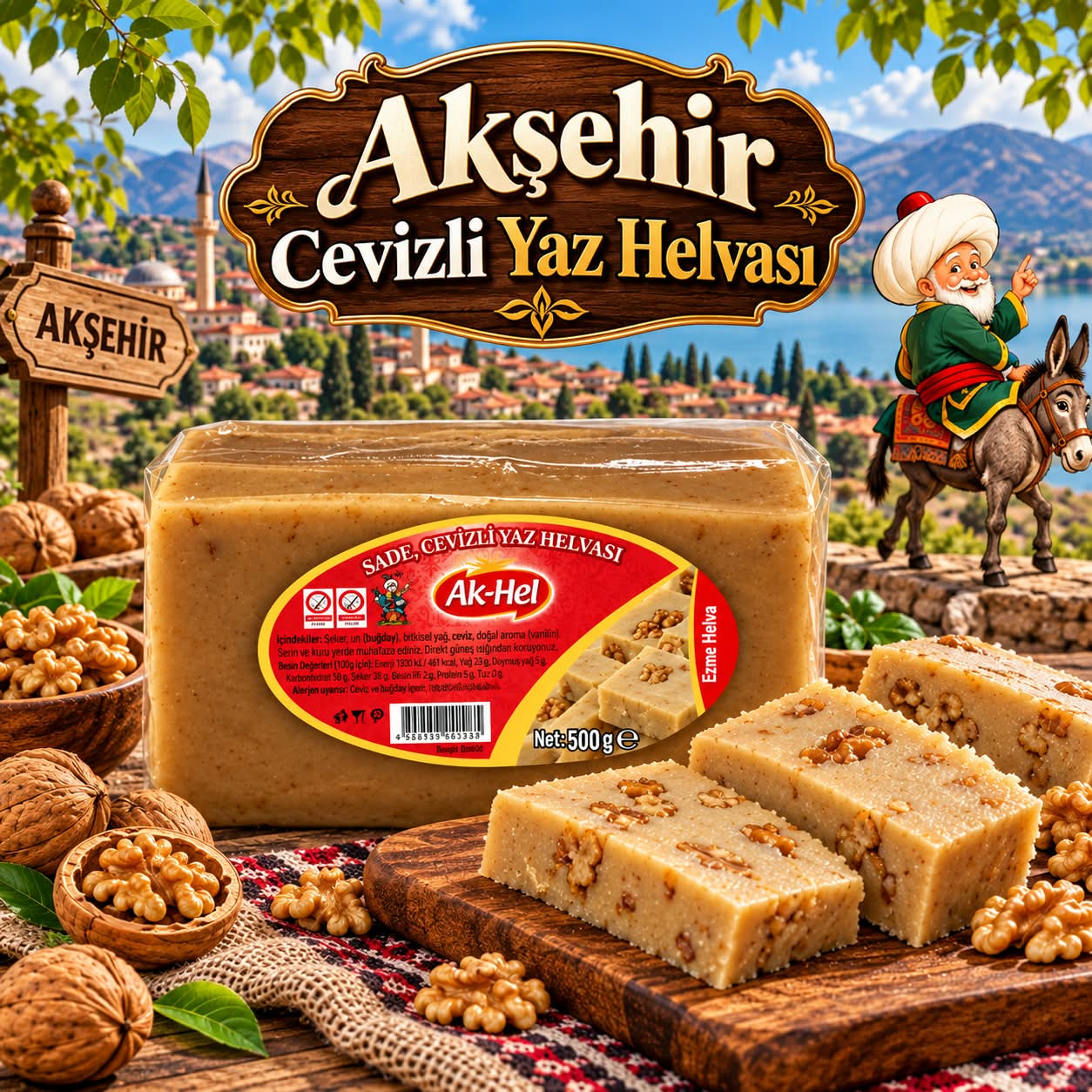 AKŞEHİR AK HEL 500 GR CEVİZLİ YAZ HELVASI