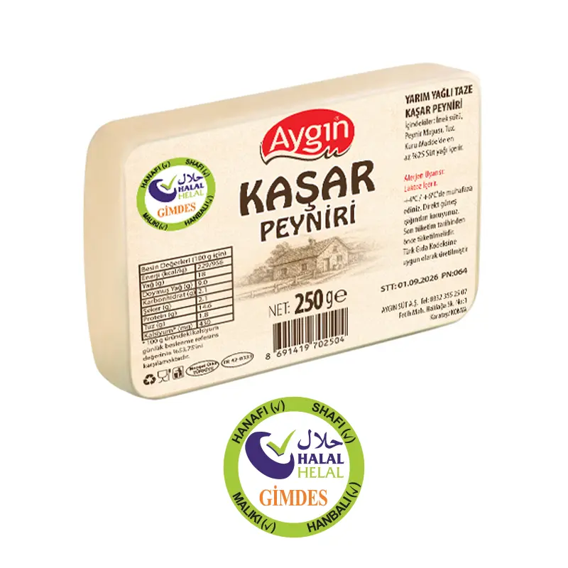 Kaşar Peyniri (Yarım Yağlı) Aygın 250g