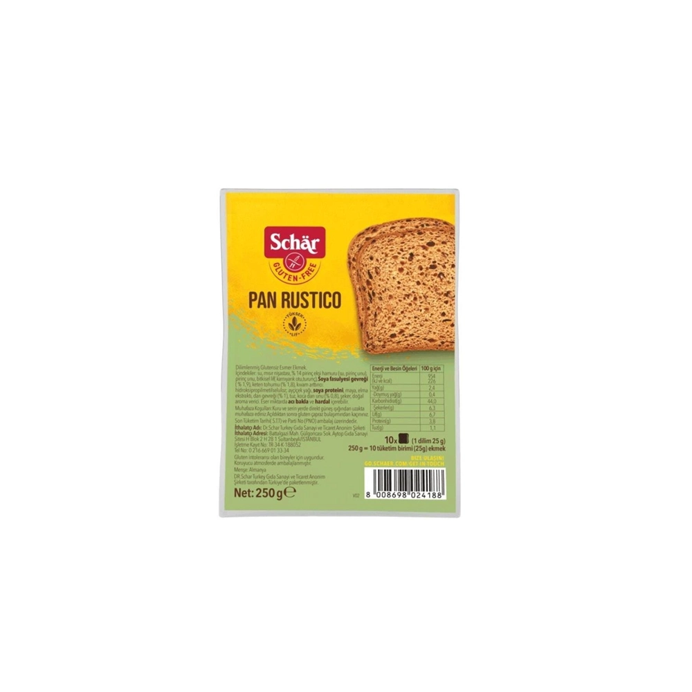 Glutensiz Pan Rustico Lifli Ekmek 250 Gram