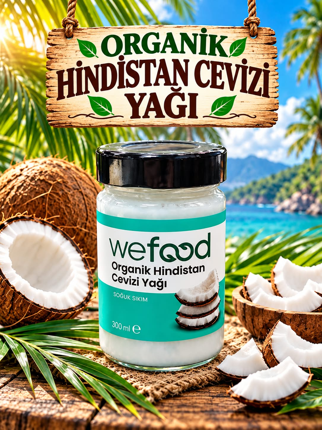 Organik Hindistan Cevizi Yağı 300 ml (Soğuk Sıkım)