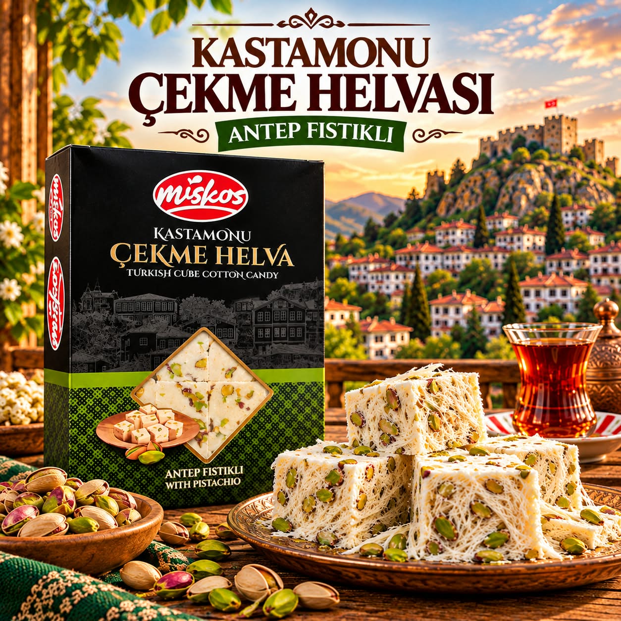 MİSKOS KASTAMONU ÇEKME HELVA 240 gr ( ANTEP FISTIKLI )